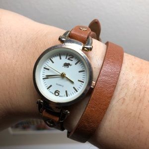 World Market Double Wrap Gold Minimal Watch